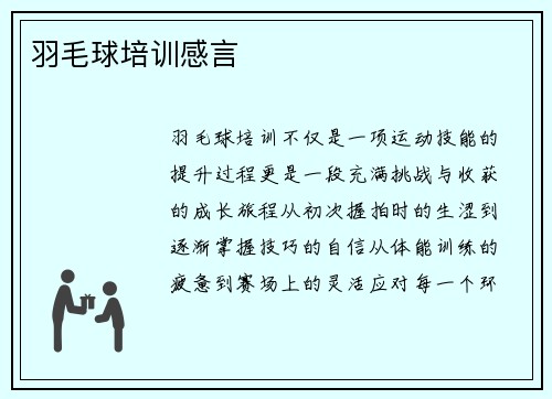 羽毛球培训感言